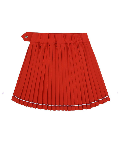 CHUCUCHU  Pleated Wrap Skirt Short Pants - Red