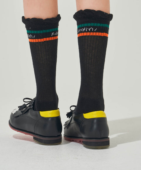 KANDINI Canvas Tassel Loafer Spikeless Golf Shoes - Black/Orange