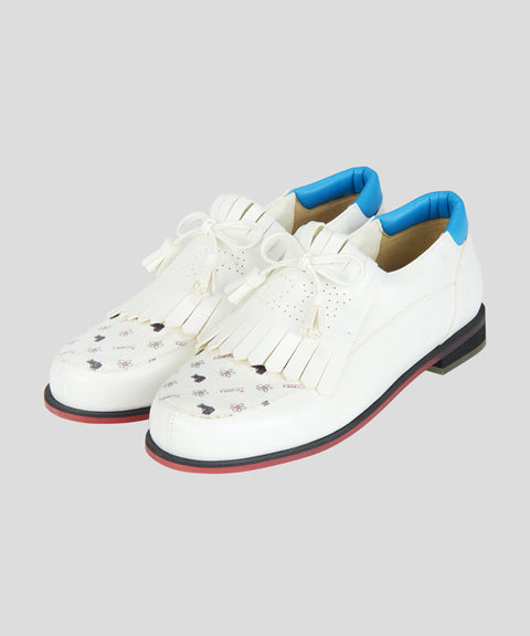 KANDINI Canvas Tassel Loafer Spikeless Golf Shoes - White/Blue