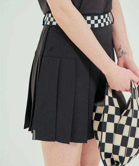 BENECIA 12 Checkers Unbalanced Culottes  - Black