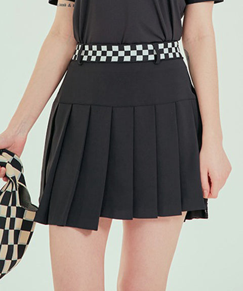 BENECIA 12 Checkers Unbalanced Culottes  - Black
