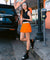 KANDINI  Elastic Band Pleats Skirt - Orange