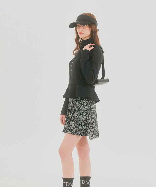 BENECIA 12 Flower Unbalance Skirt - Black