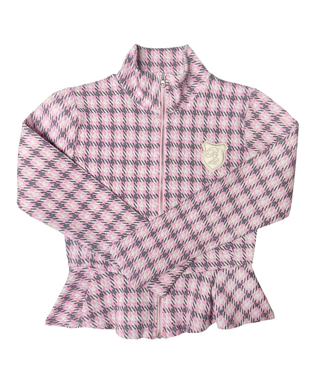 BENECIA 12 Jacquard Pink Check Zip-Up - Pink