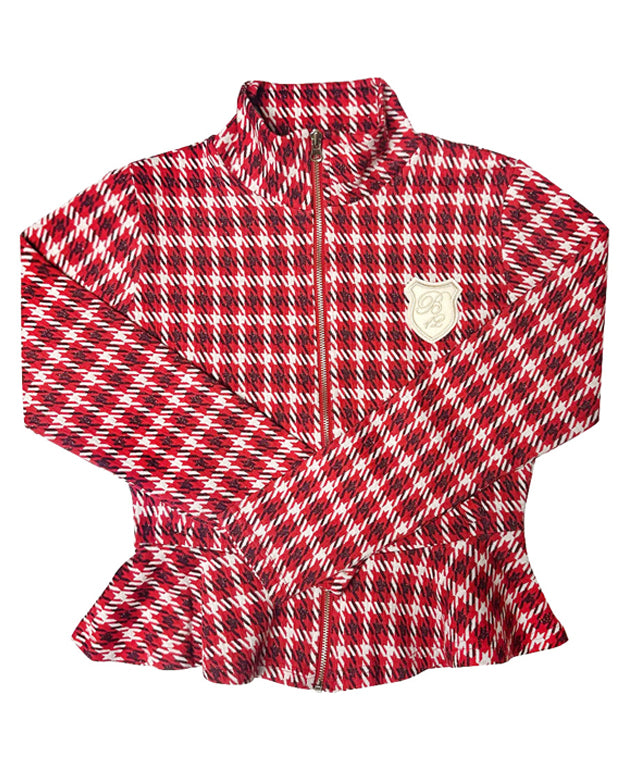 BENECIA 12 Jacquard Red Check Zip-Up - Red