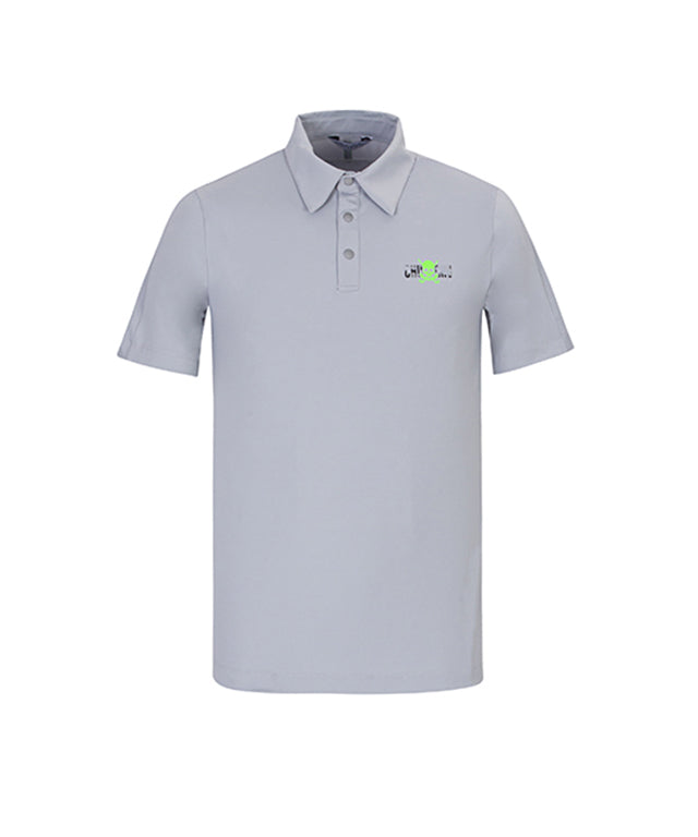 CHUCUCHU Men's Back Point Polo Tee Light Grey