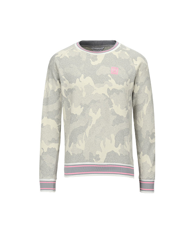 CHUCUCHU Men's Candy Camo Crew Neck - Light Gray