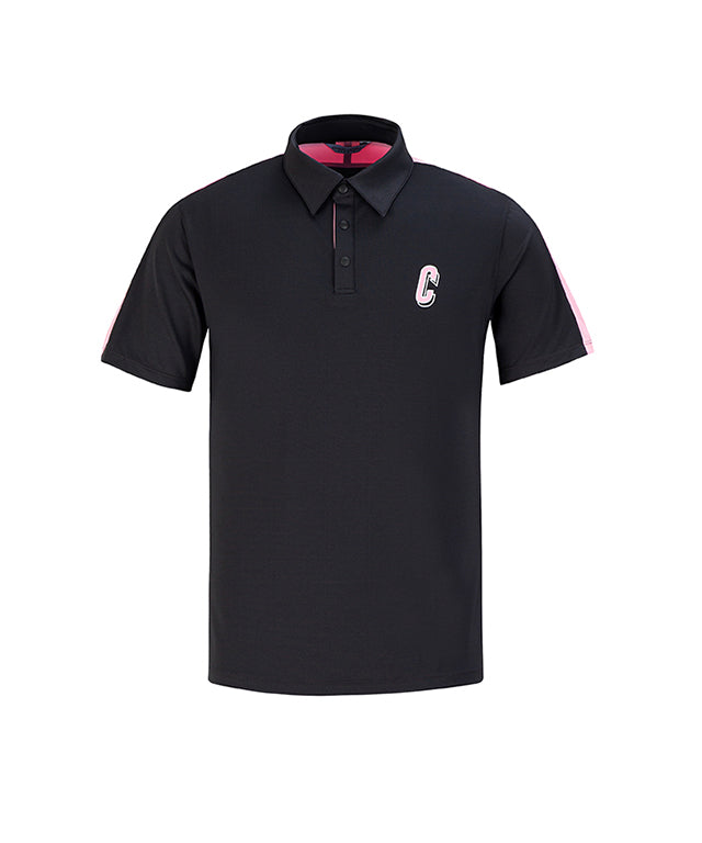CHUCUCHU Men's Color Matching Point Collar T-shirt Charcoal