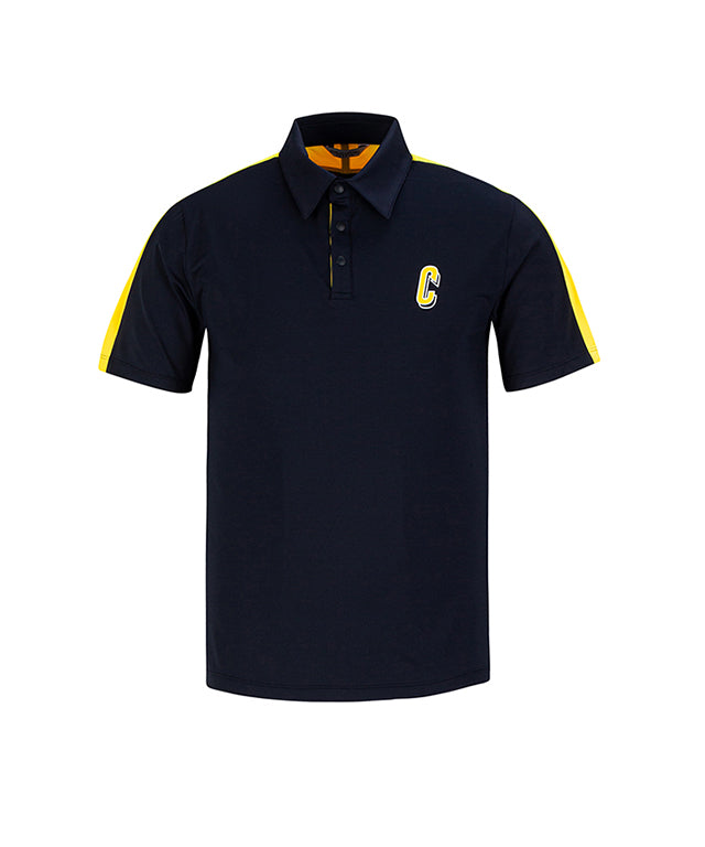 CHUCUCHU Men's Color Matching Point Collar T-shirt Navy