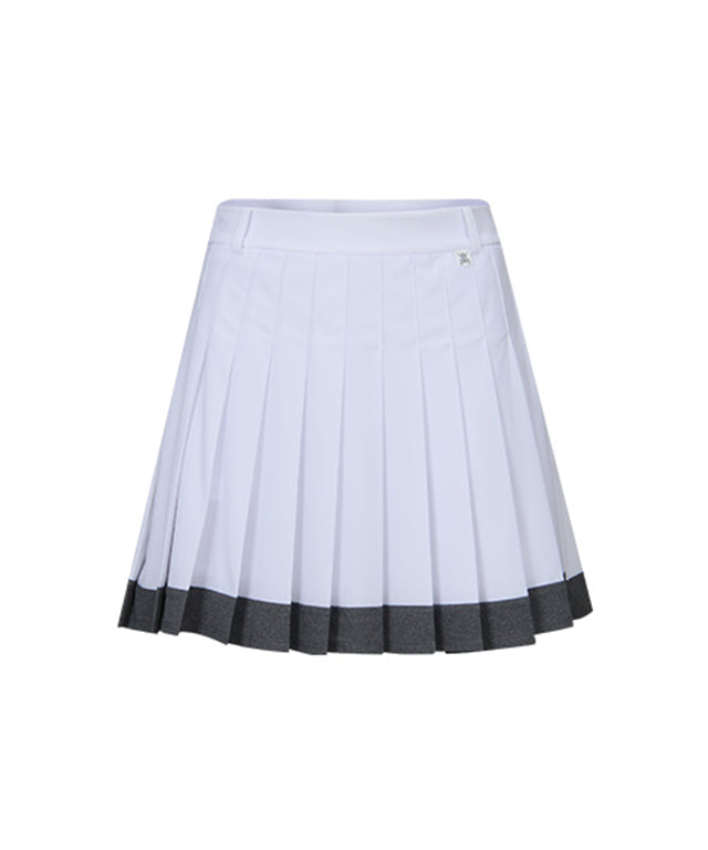 CHUCUCHU Mesh Two-Tone Pleated Skirt - White– Sokim