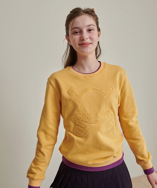 CHUCUCHU Pastel Skull Line Top - Mustard