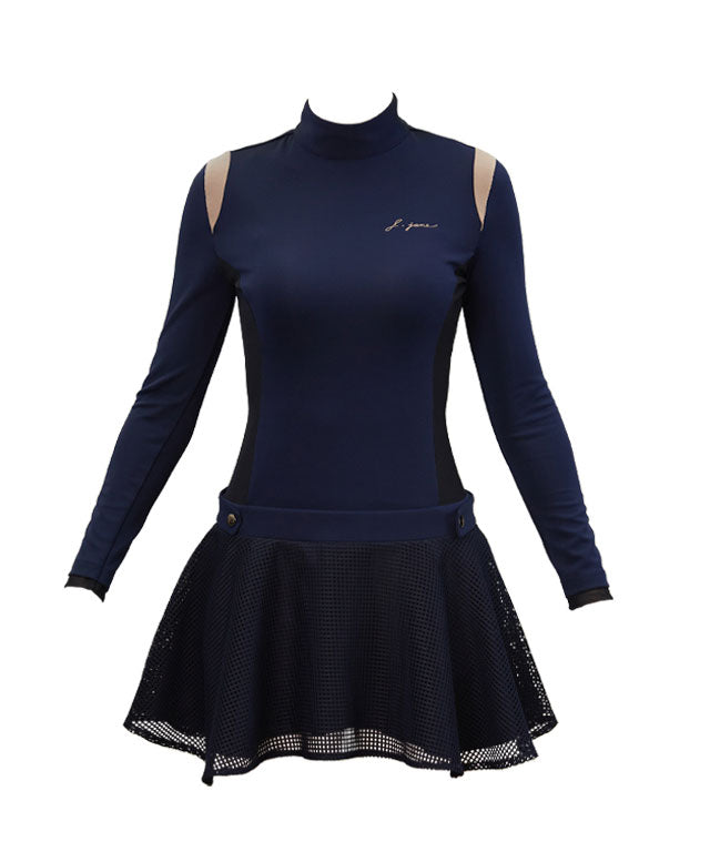 J.Jane Waffle Long Sleeve One-piece (Navy)