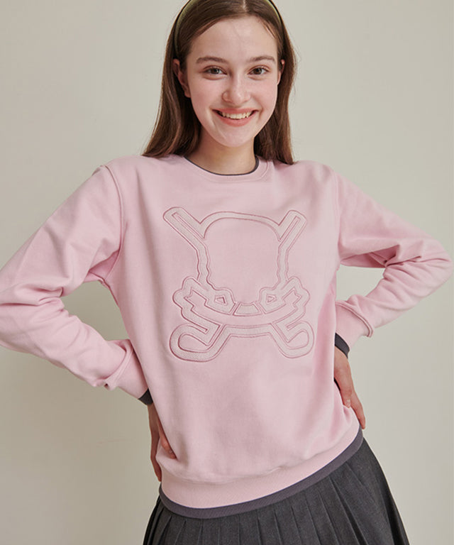 CHUCUCHU Pastel Skull Line Top - Pink