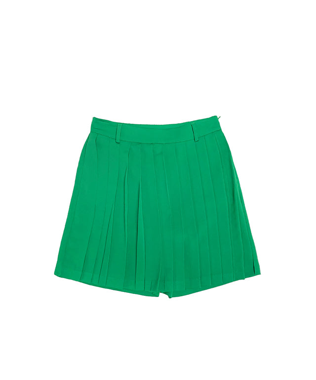 BENECIA 12 Pleated Culottes Shorts - Green