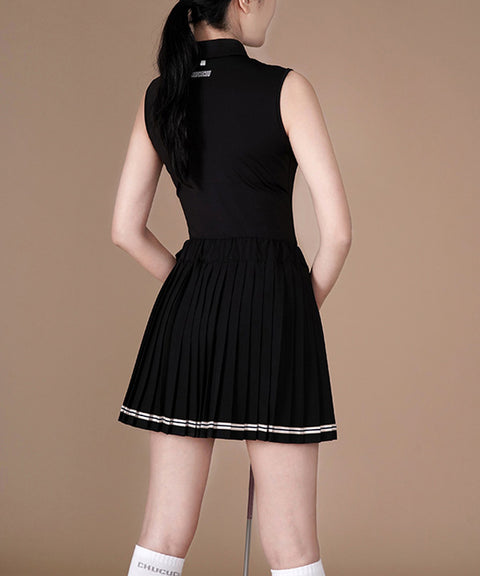 CHUCUCHU  Pleated Wrap Skirt Short Pants - Black