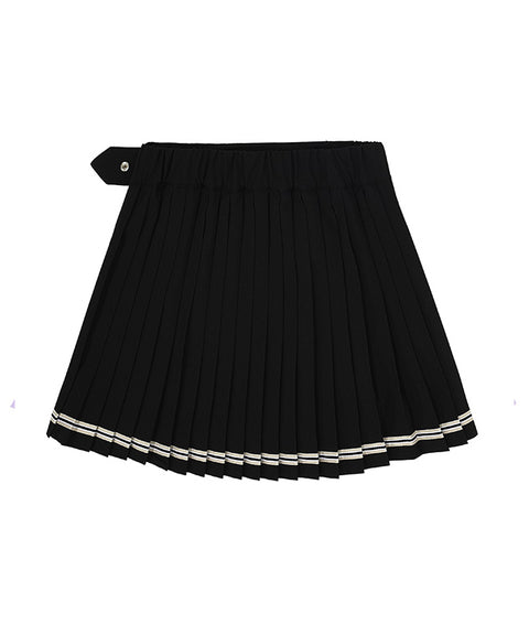 CHUCUCHU  Pleated Wrap Skirt Short Pants - Black