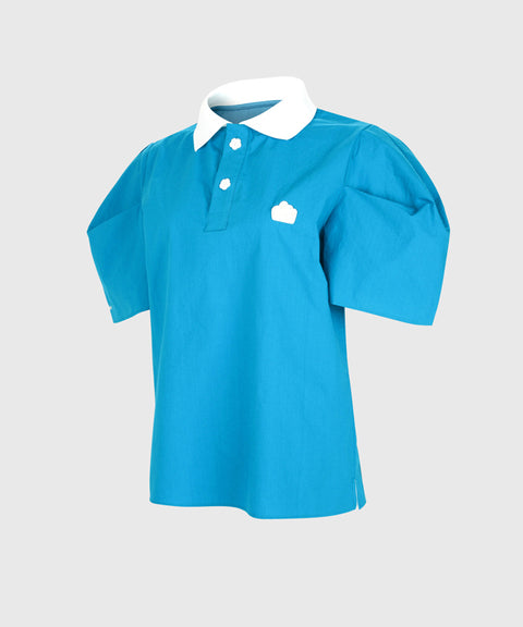 KANDINI Polo Shirts with Balloon Puff sleeves - Blue