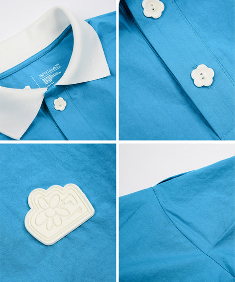 KANDINI Polo Shirts with Balloon Puff sleeves - Blue