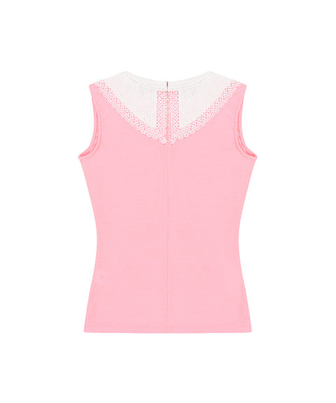 [Warehouse Sale] CHUCUCHU Lace Point Top - Pink