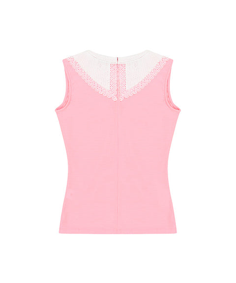 CHUCUCHU Lace Point Top - Pink