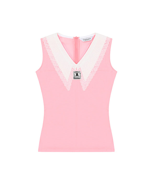 CHUCUCHU Lace Point Top - Pink