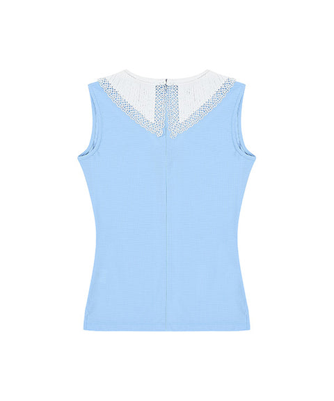 CHUCUCHU Lace Point Top - Sky Blue