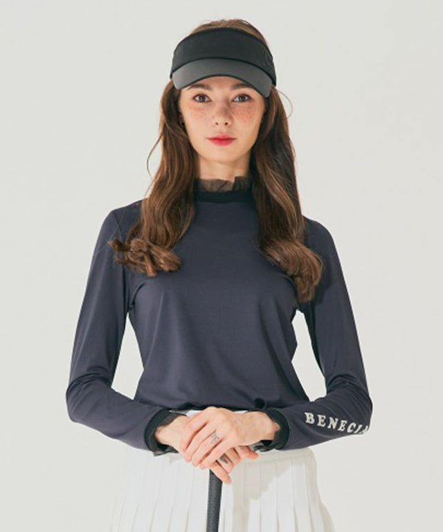 BENECIA 12 Shirring Lace Layered Tee - Black