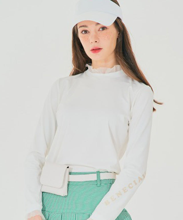 BENECIA 12 Shirring Lace Layered Tee - Ivory