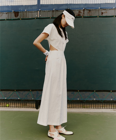 KUME  STUDIO Side Cut-Out Long Dress - White