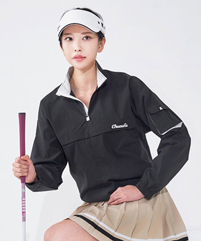 CHUCUCHU Solid Anorak Jumper - Black