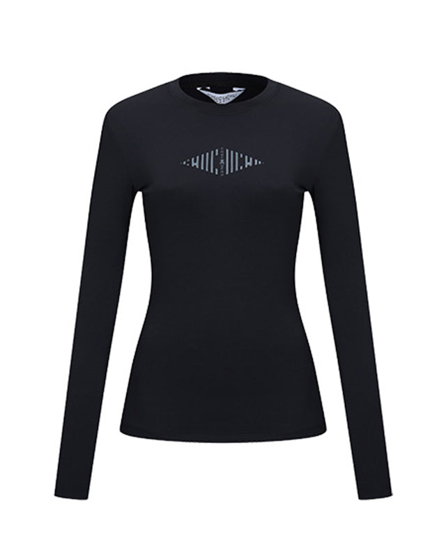CHUCUCHU Women's Tattoo Basic Crew Neck - Black