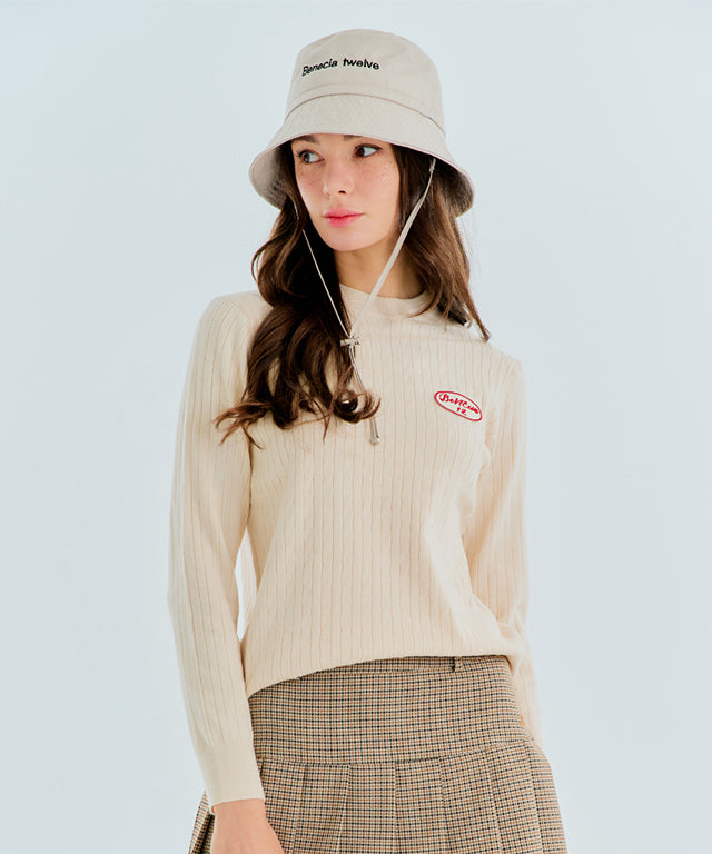 BENECIA 12 Twist Round Neck Top - Beige