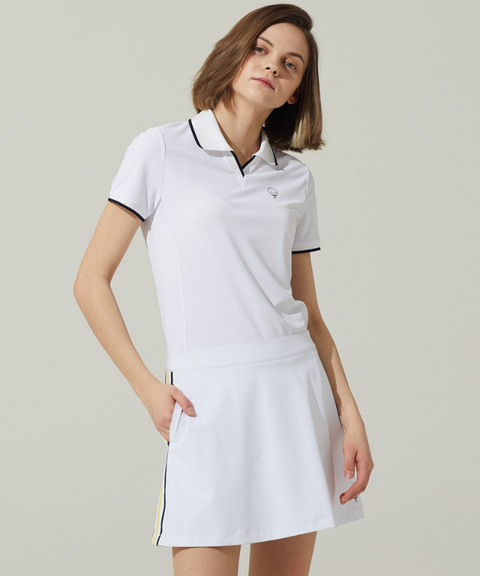 Haley Golf Wear Women's Stripe Color Matching Point Skirt White