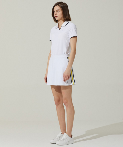 Haley Golf Wear Women's Stripe Color Matching Point Skirt White