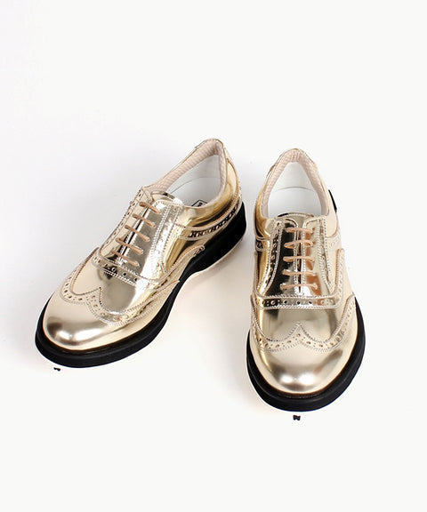 Giclee Unisex No.21 Premium Leather Golf Shoes - Gold