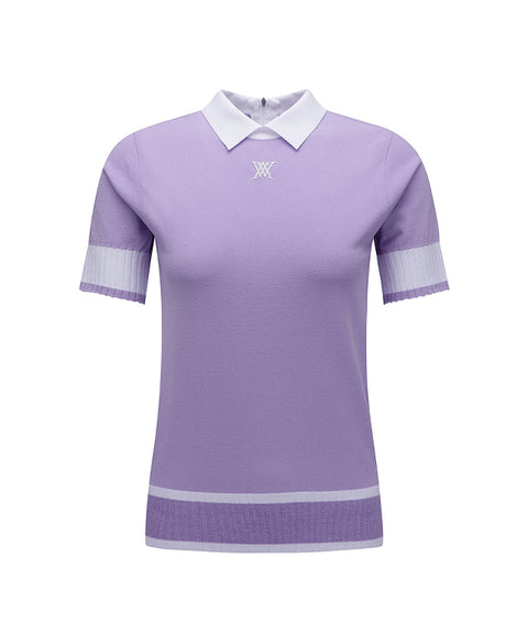 ANEW Golf: Women Back Zipper Point Short Sweater - Lavender