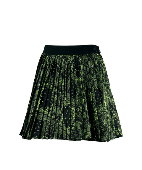 HENRY STUART Women's Layered Pleated Skirt - Black Paisley