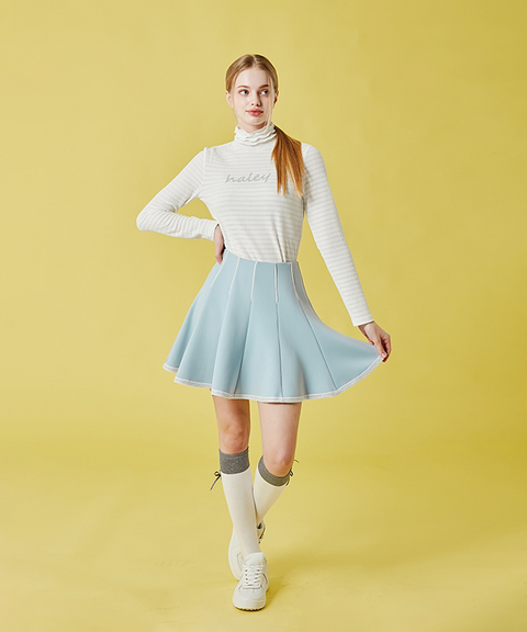 Haley Women's Lettering Stripe Long Sleeve Innerwear - White