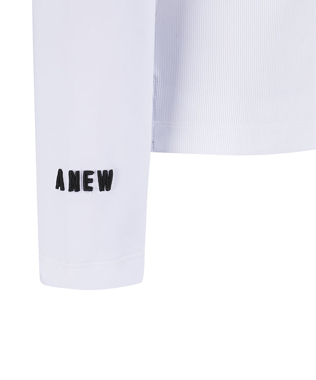 ANEW Golf: Women's Sleeve Block Back Zipper Point Ribbed Long T-Shirt