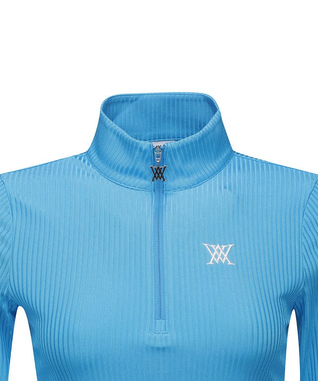 ANEW Golf: Women's Zipper Point Ribbed Long T-Shirt - Light Blue