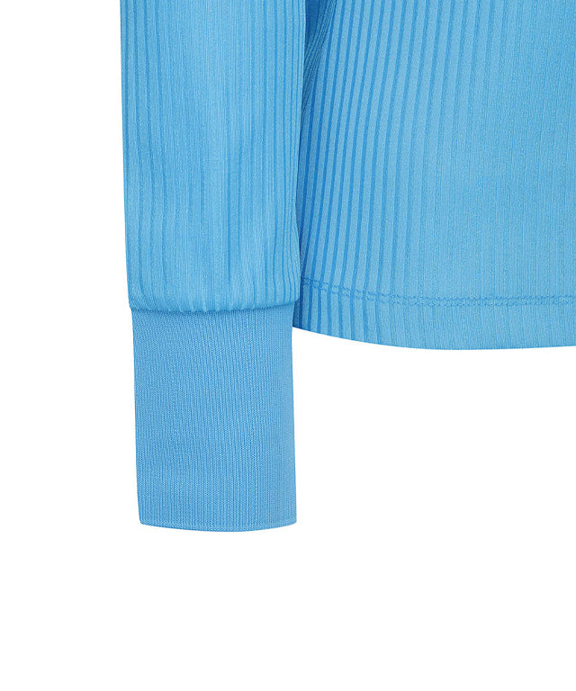 ANEW Golf: Women's Zipper Point Ribbed Long T-Shirt - Light Blue