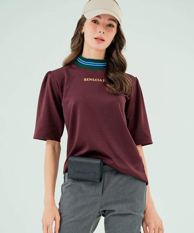 BENECIA 12 China Collar Top - Wine