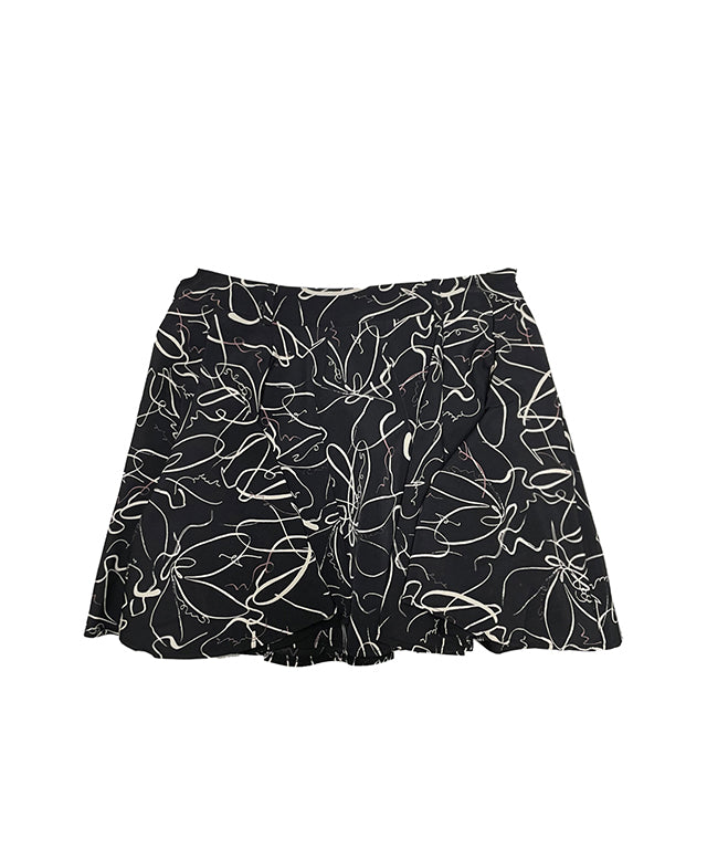 BENECIA 12 Drawing Flared Skirt - Black