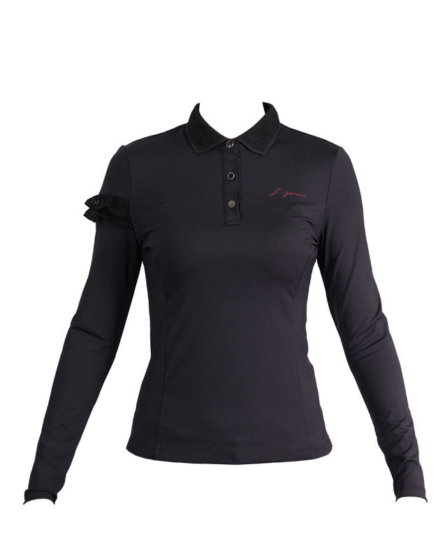 J.Jane Frill Sleeve T-Shirts (Black)