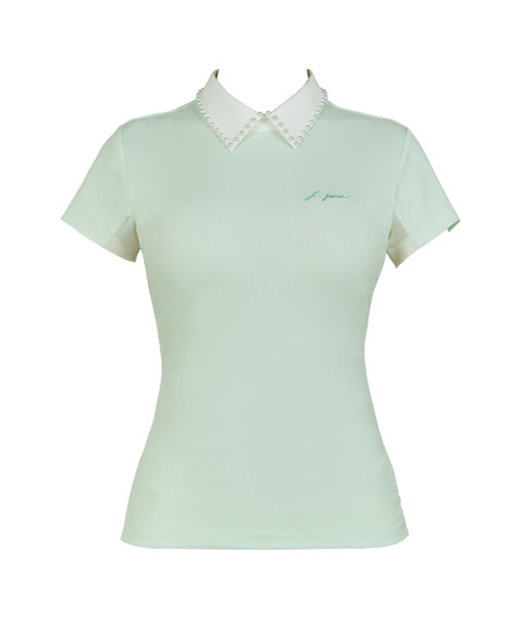 J.Jane New Pearl Collar Short Sleeve T-shirt (Melon)