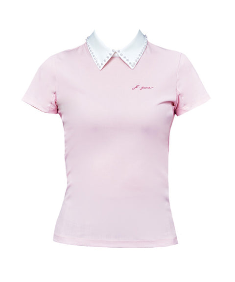 J.Jane New Pearl Collar Short Sleeve T-shirt (Pink)
