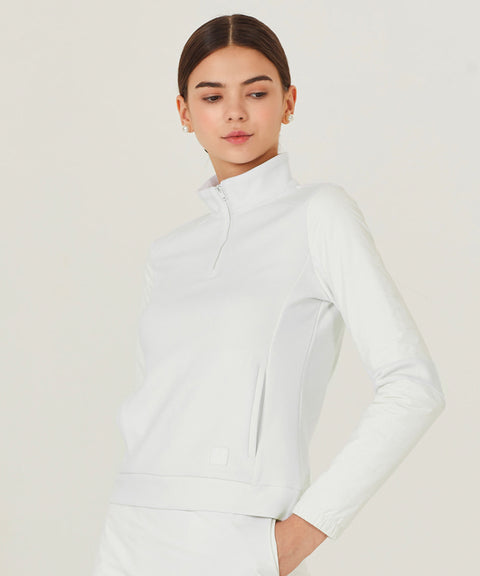 Haley Golf Wear Women's Half Zip Up Long Sleeve T-shirt White