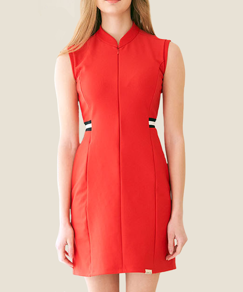 Top Rated [WAREHOUSE SALE] Clang Clang New Rose Ribbed Slim Dress Red