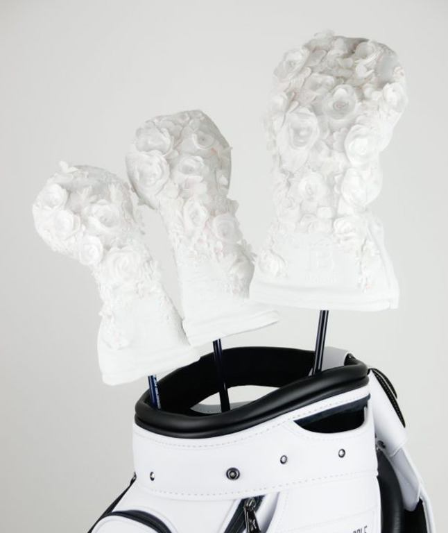 [Limited Edition] Baron Golf Flower Driver, Wood, Utility Cover made by Finest Calf Leather [Hand-made] - White