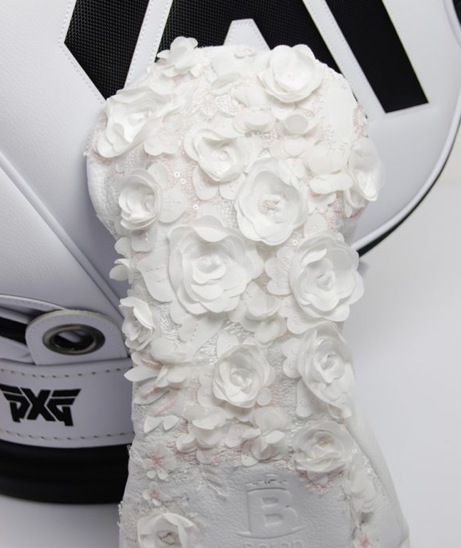 [Limited Edition] Baron Golf Flower Driver, Wood, Utility Cover made by Finest Calf Leather [Hand-made] - White